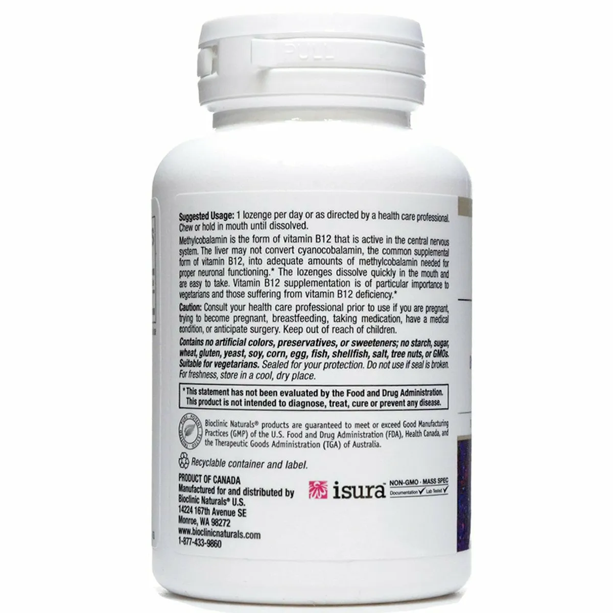 B12 Methylcobalamin 1000 mcg 60 loz By Bioclinic Naturals