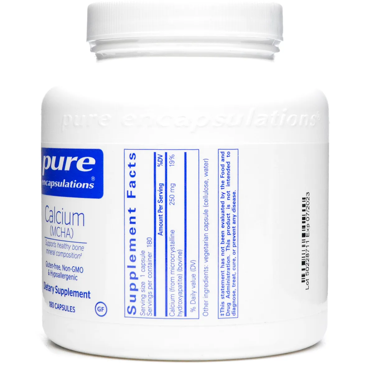 Calcium (MCHA) 180 vcaps by Pure Encapsulations