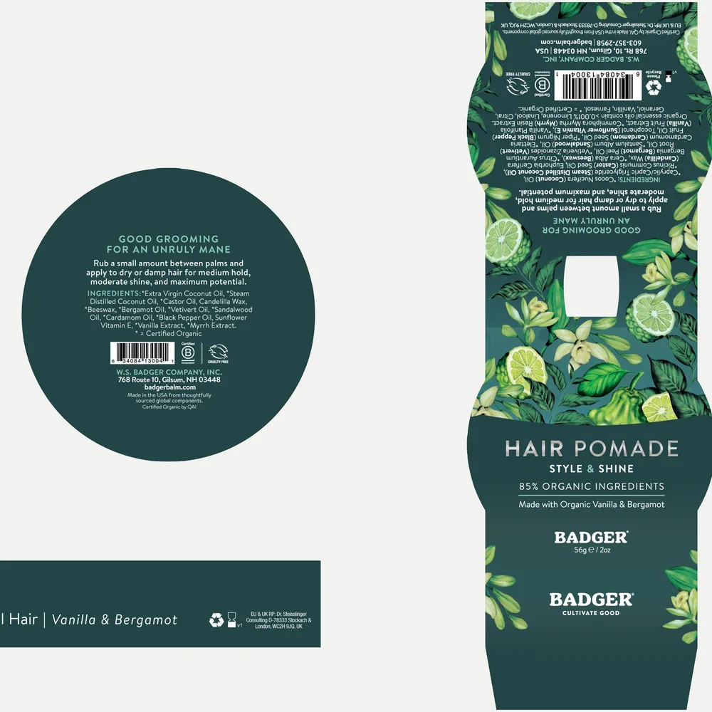 Hair Pomade 2 oz By W.S. Badger Company