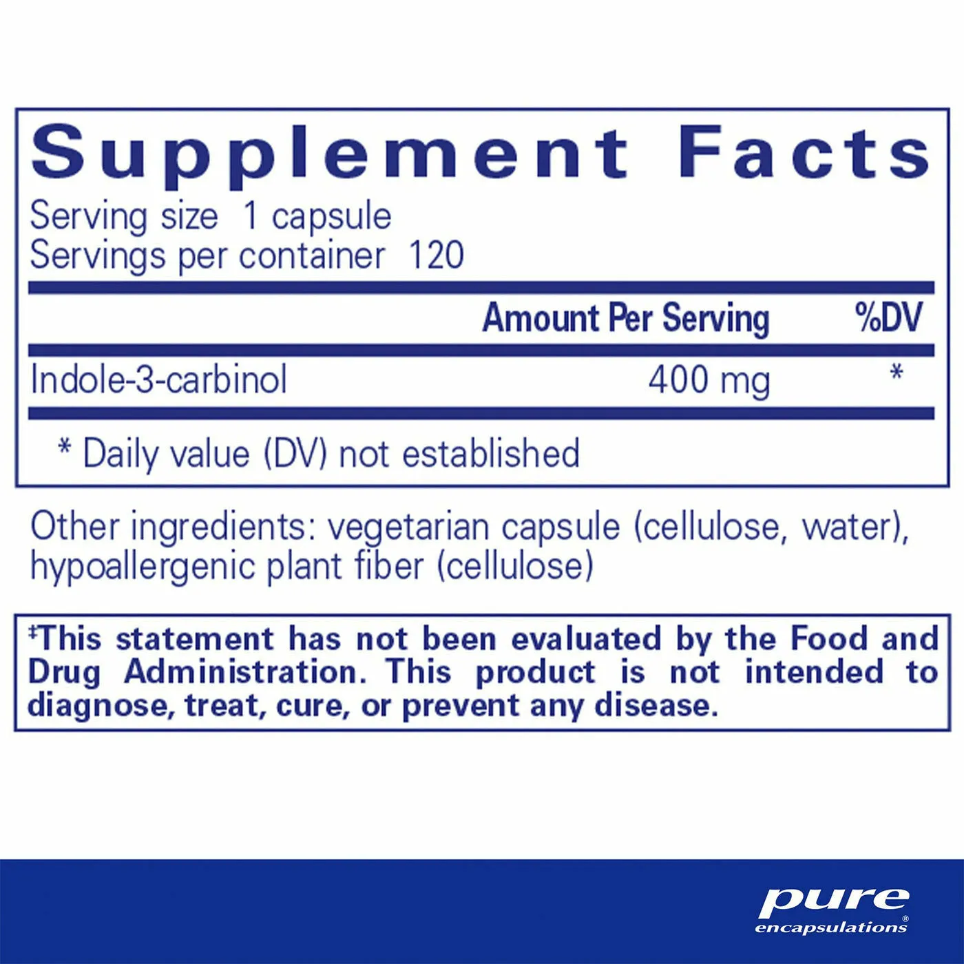 Indole-3-Carbinol 400 mg by Pure Encapsulations