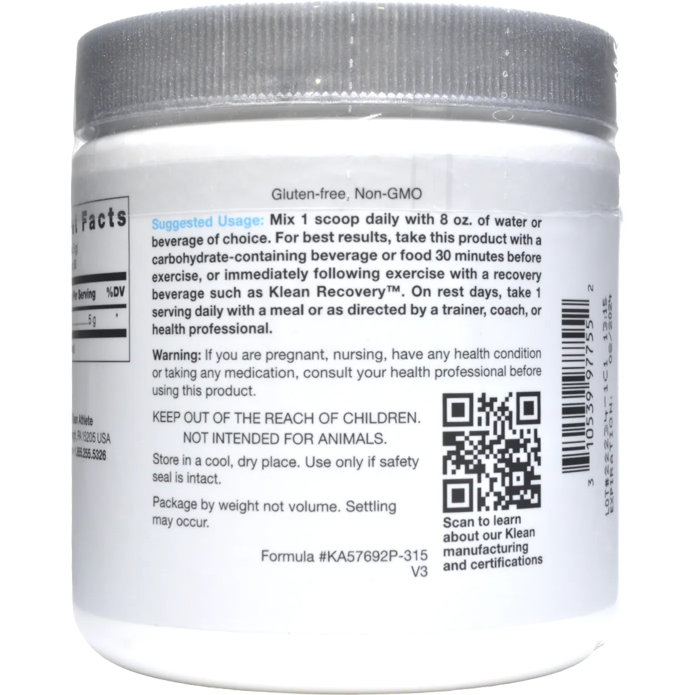 Klean Creatine 11.1 oz By Klean Athlete