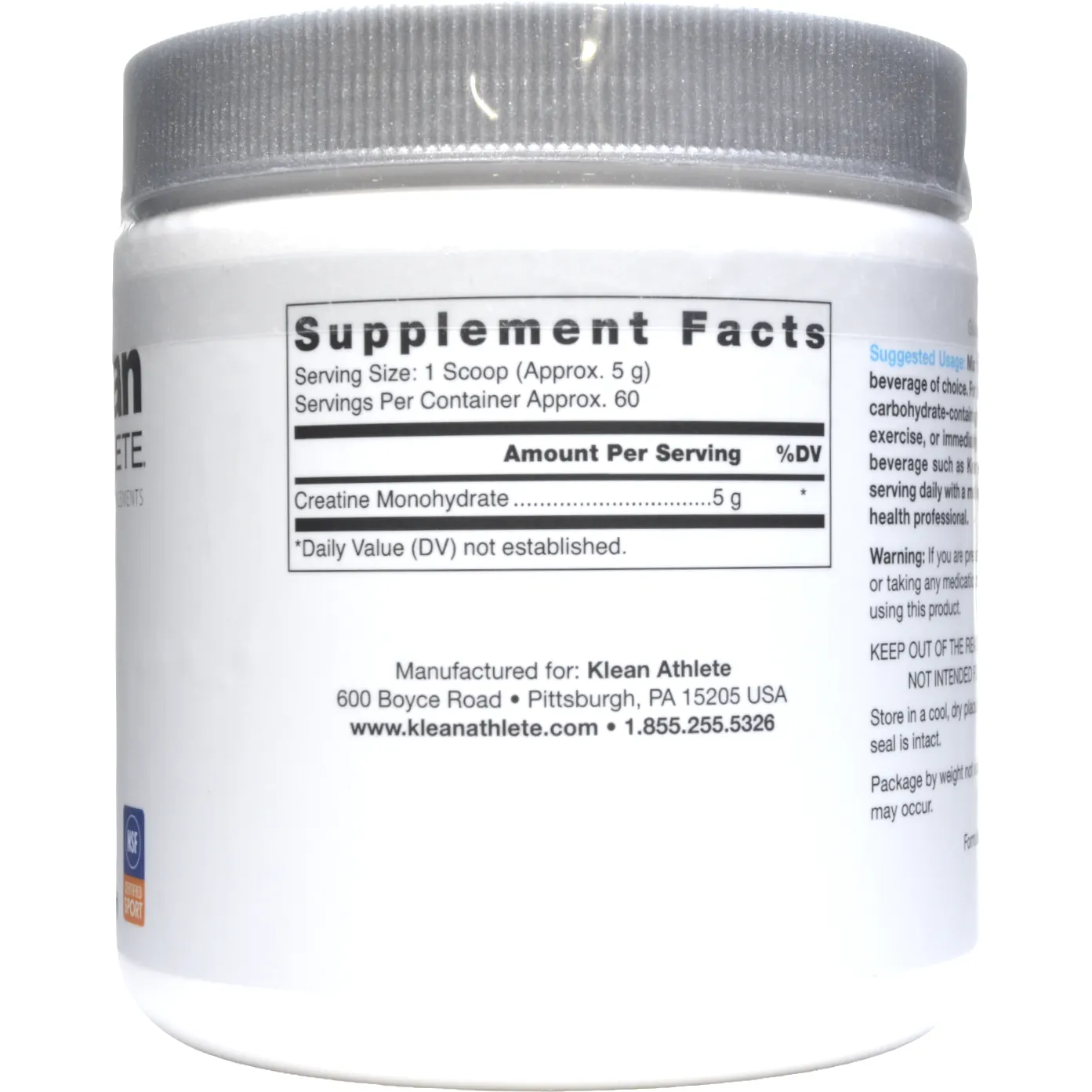 Klean Creatine 11.1 oz By Klean Athlete