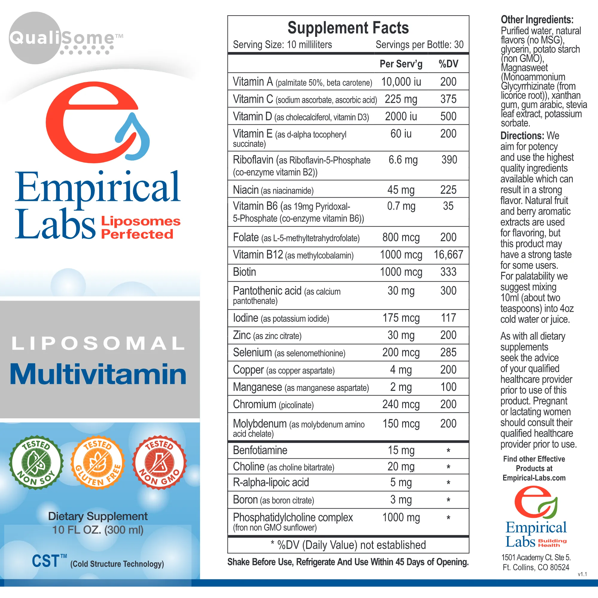 Liposomal Multivitamin 10 fl oz by Empirical Labs