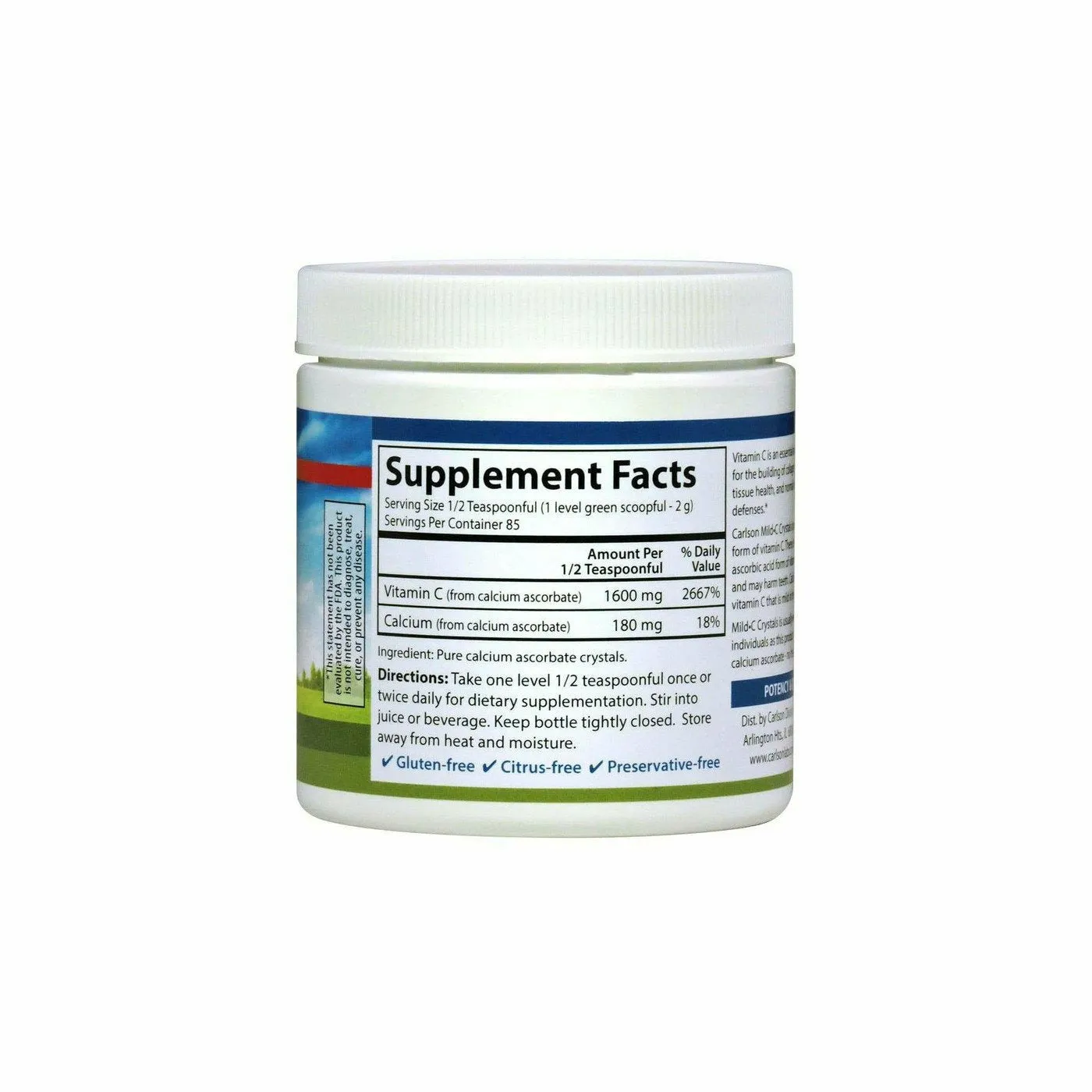 Mild-C Crystals 6 oz by Carlson Labs