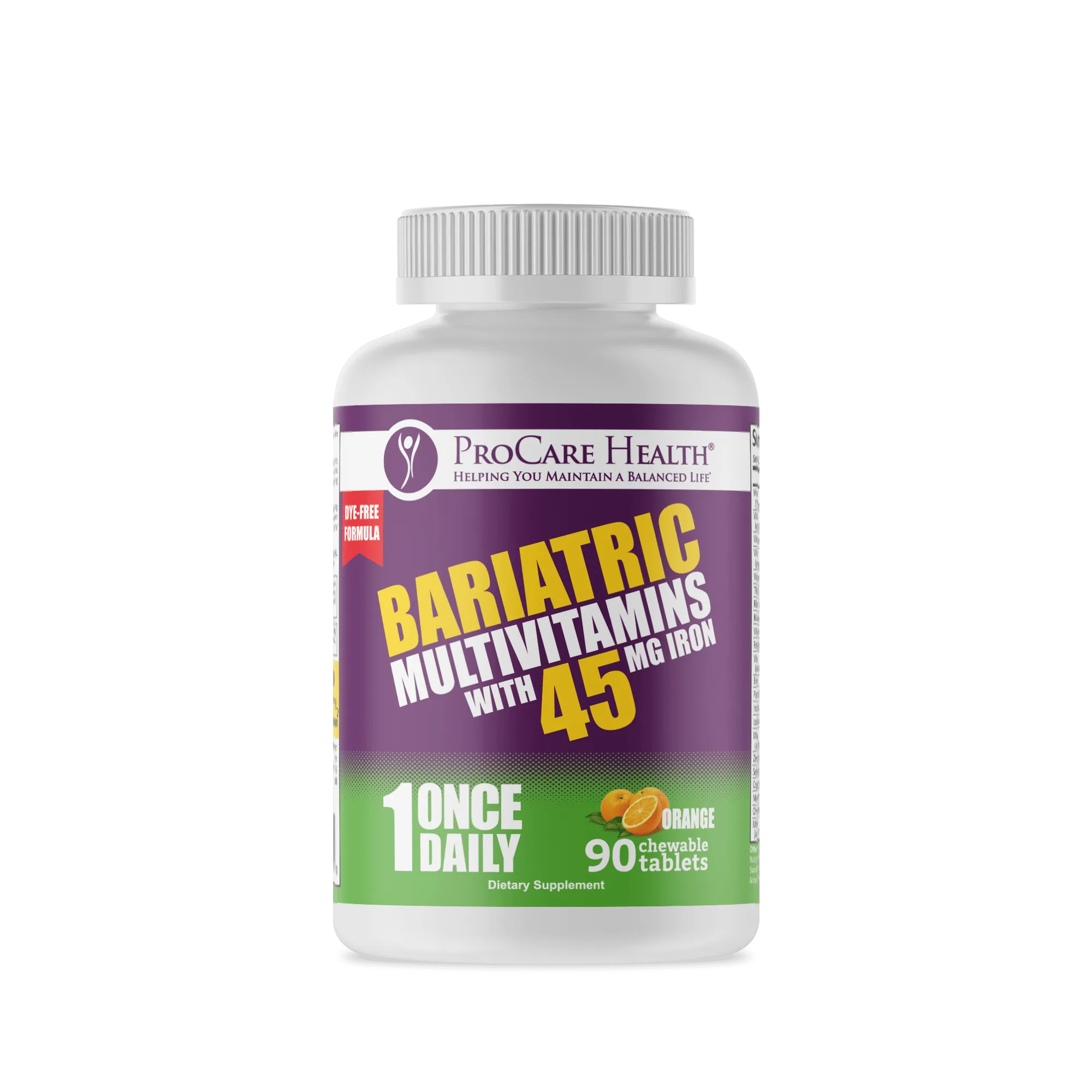 Multivitamin | 45mg Iron | Dye-Free Chewable | Orange