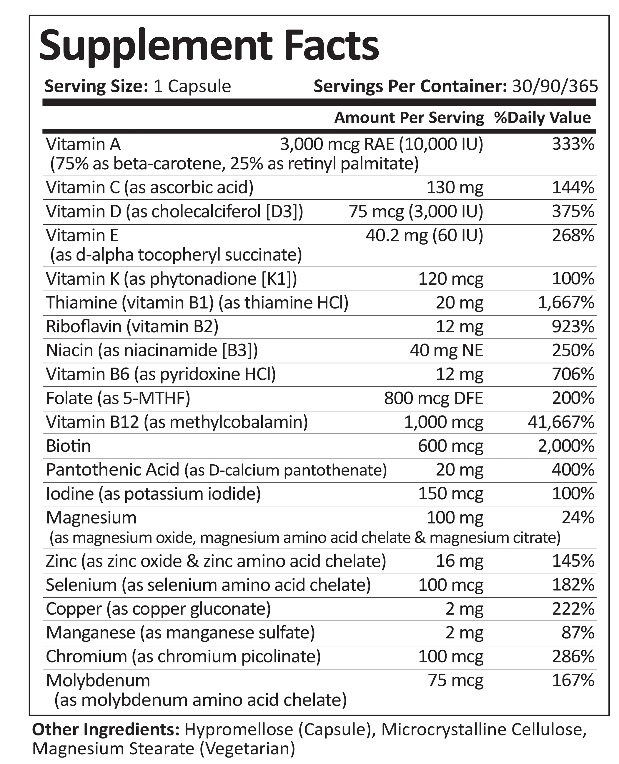 Multivitamin | Iron Free | Capsule