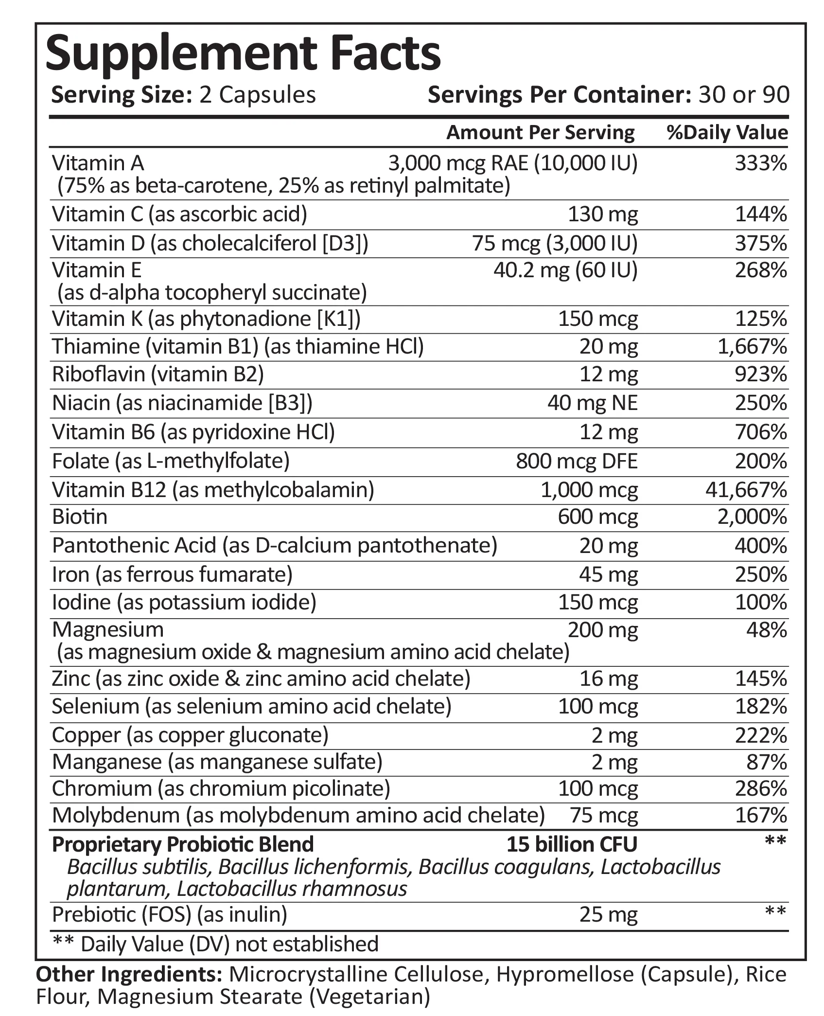 Multivitamin   Probiotics | 45mg Iron | Capsule