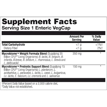Mycrobiome Probiotic Weight Formula 50 Billion 30 vcaps by Solaray