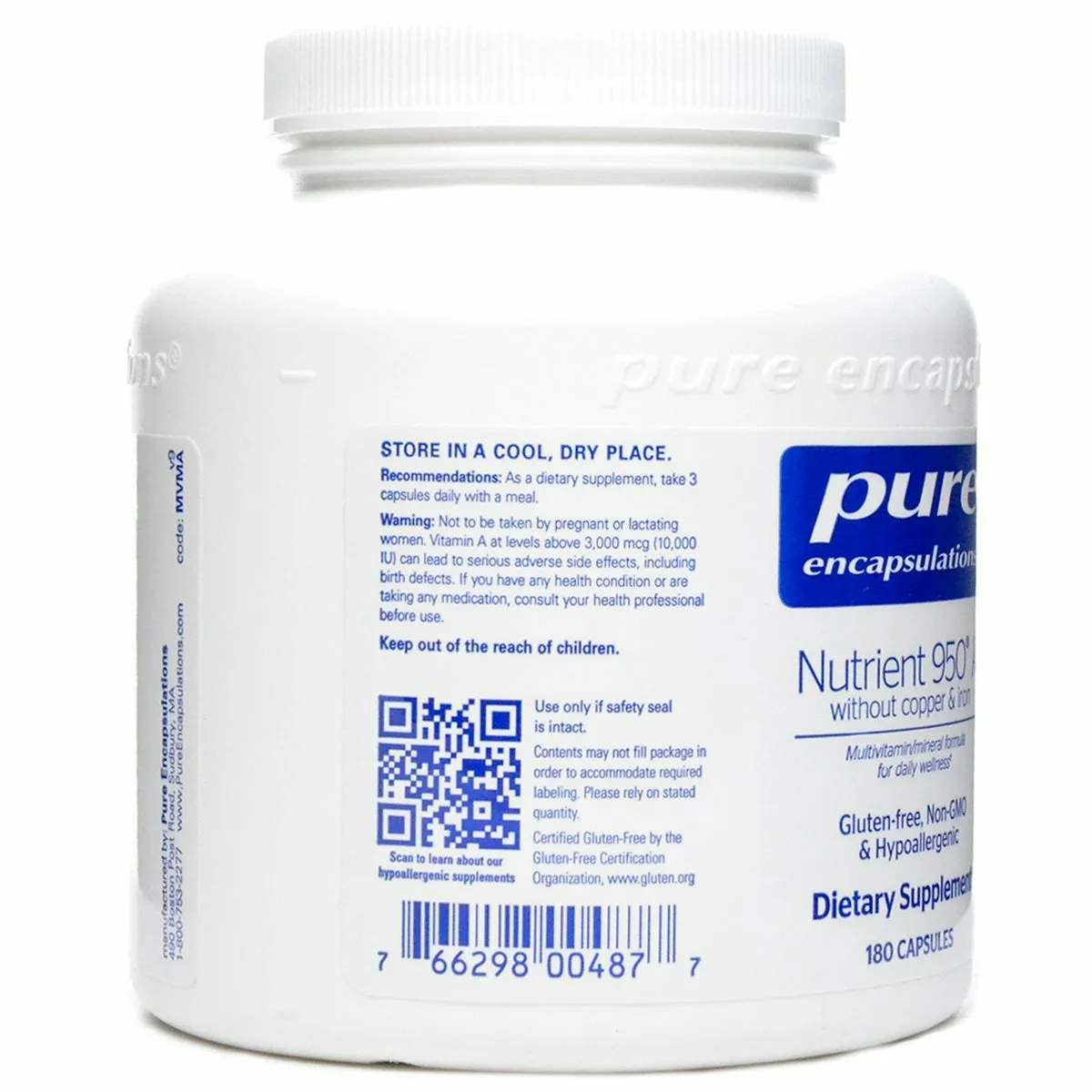 Nutrient 950A without Copper & Iron 180 vcaps by Pure Encapsulations