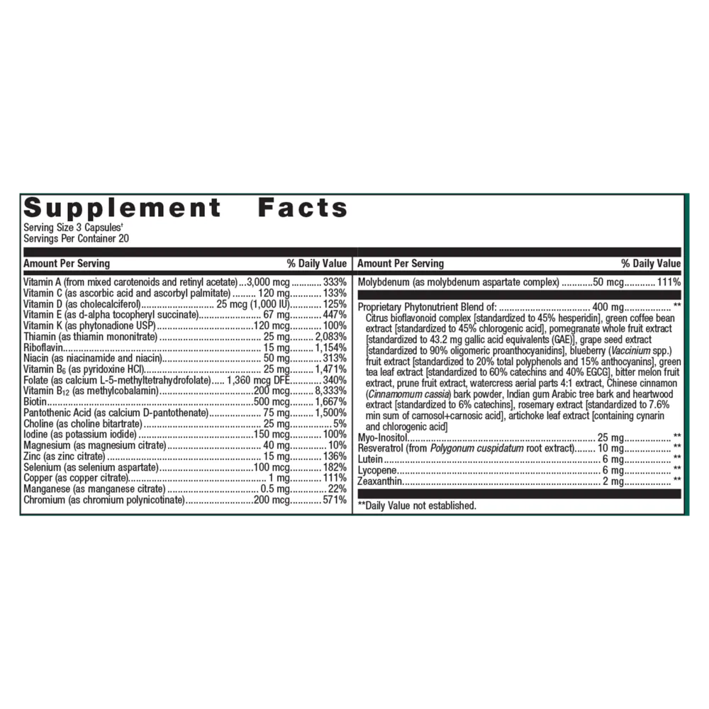 PhytoMulti Multivitamin 60 Capsules by Metagenics