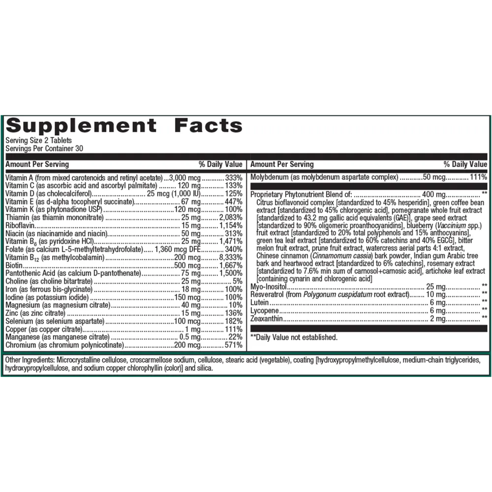 PhytoMulti Multivitamin with Iron 60 Tablets by Metagenics