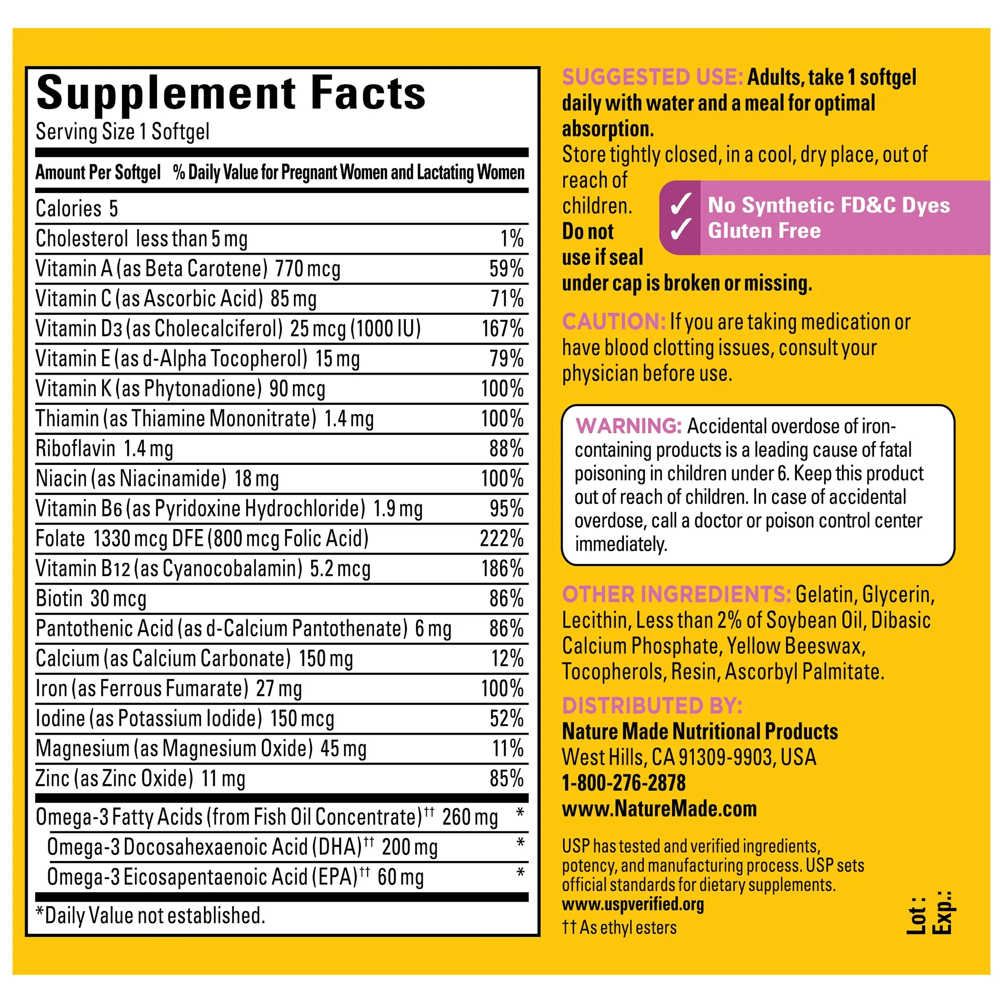 Prenatal Multivitamin Folic Acid   DHA Softgels