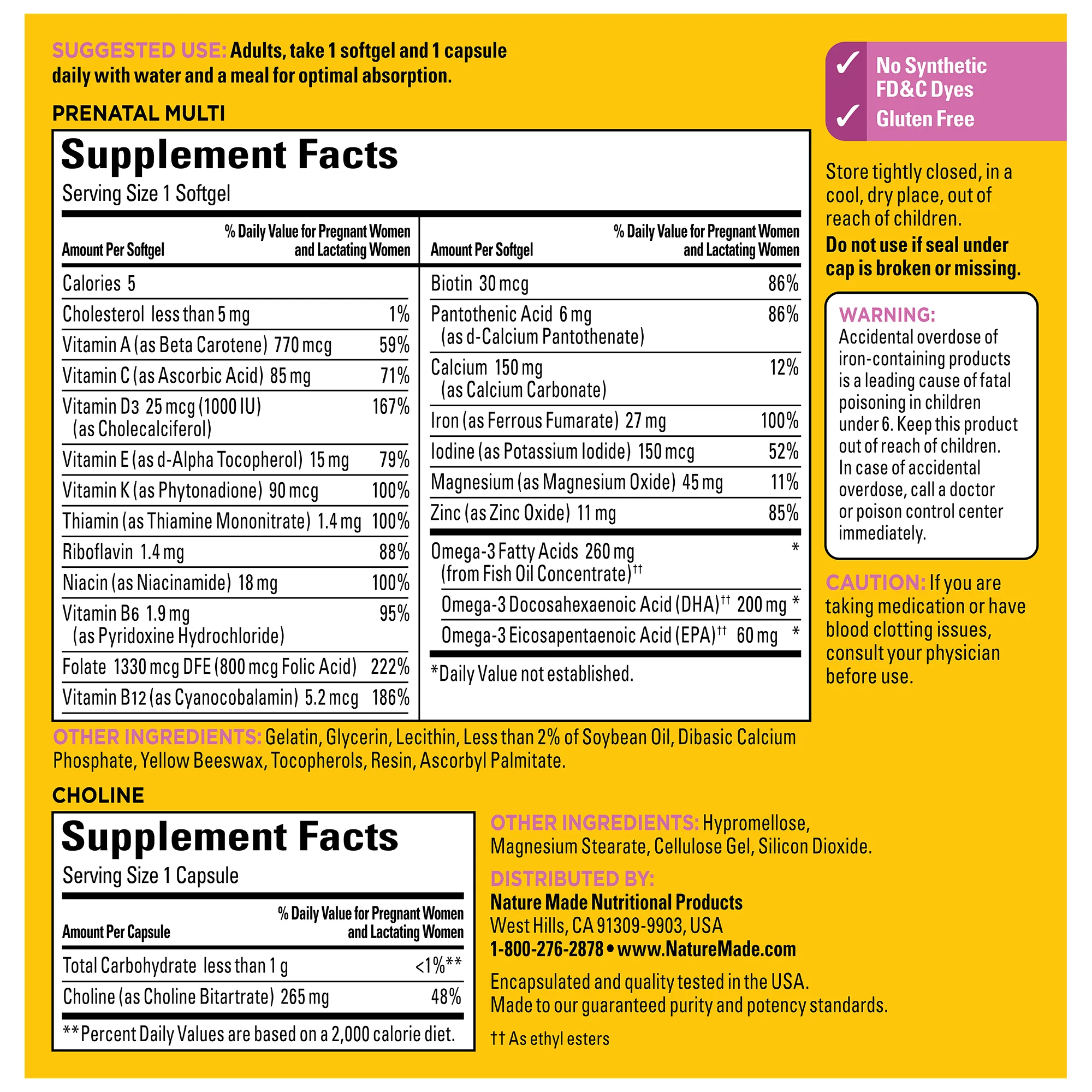 Prenatal Multivitamins   Choline Capsules