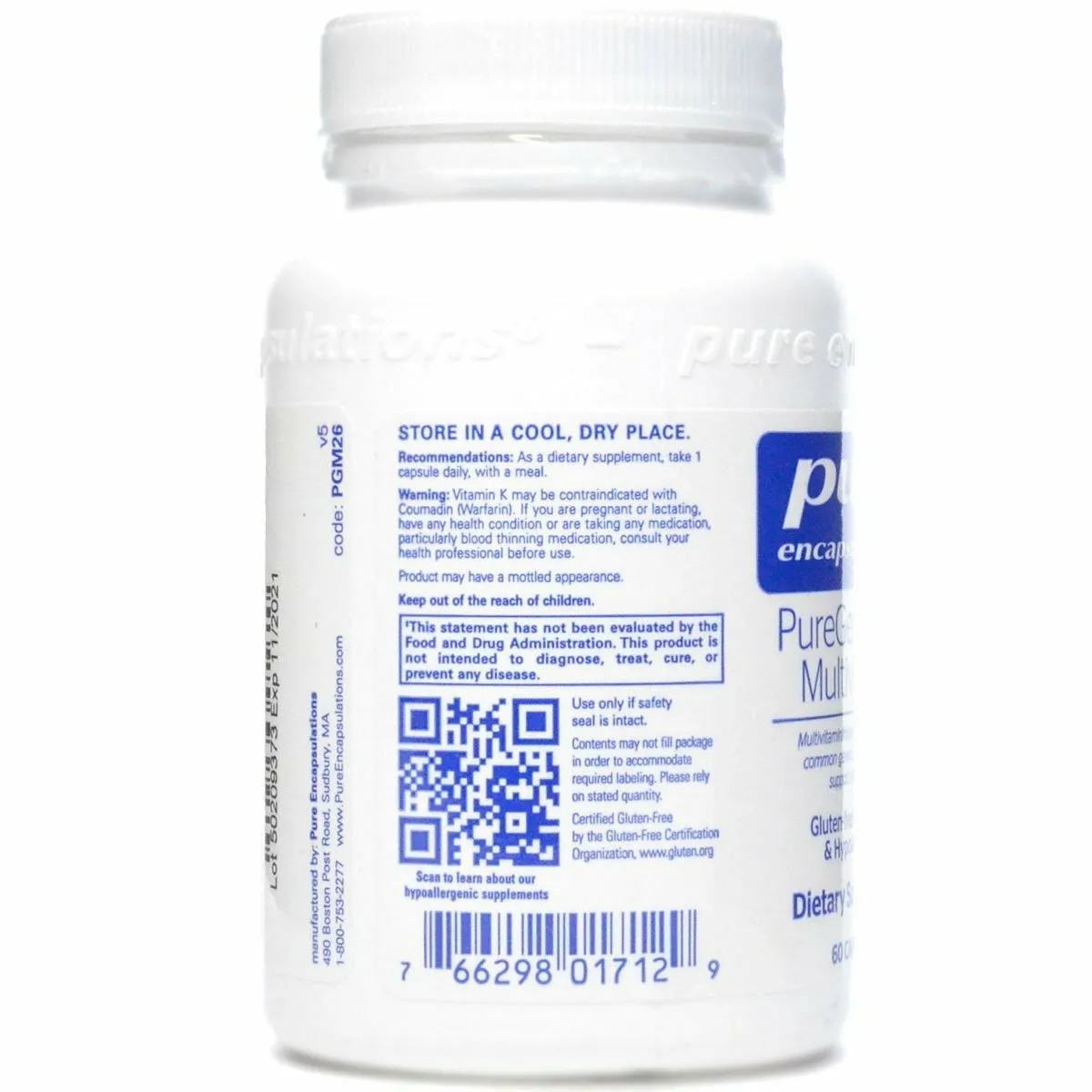 PureGenomics Multivitamin 60 caps by Pure Encapsulations