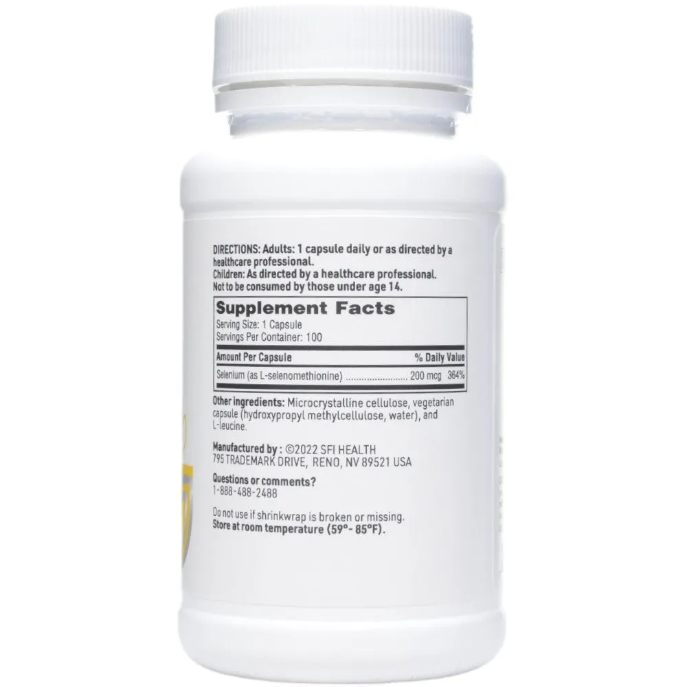Seleno Met 200 mcg 100 vcaps by Klaire Labs/SFI Health