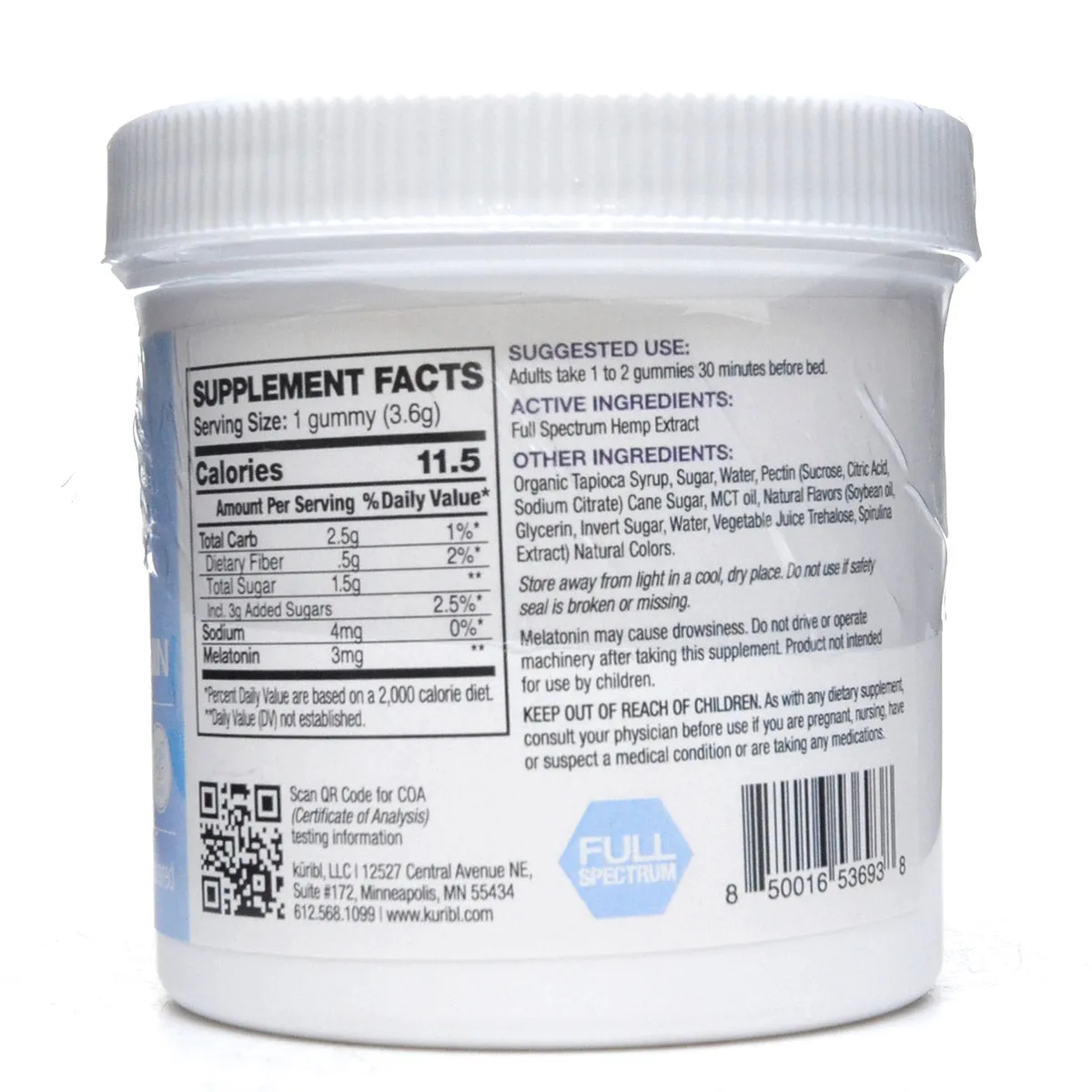 Sleep Gummies CBD   Melatonin 300 mg Full Spectrum (10 mg/30 count) by Kuribl