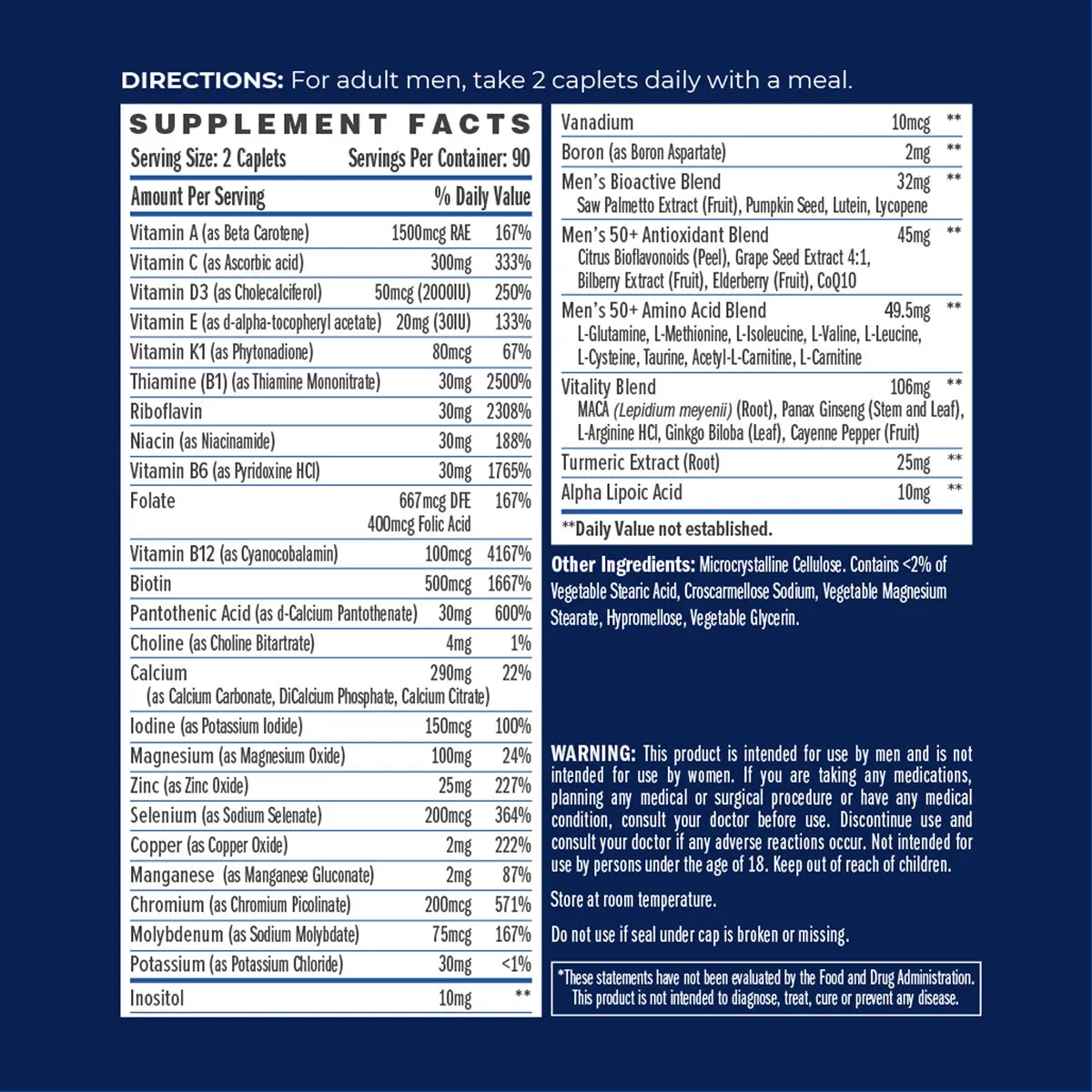 ULTRA 360 Men's 50 Plus Multivitamin 180 caplets by Vitamin World