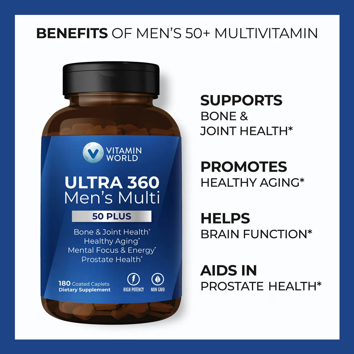 ULTRA 360 Men's 50 Plus Multivitamin 180 caplets by Vitamin World