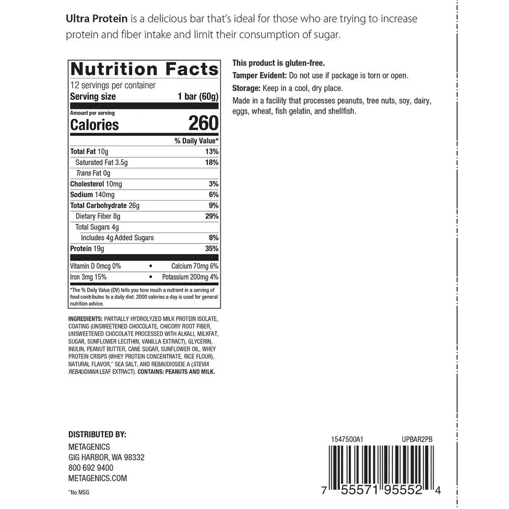 Ultra Protein Bar Peanut Butter 12 Bars by Metagenics