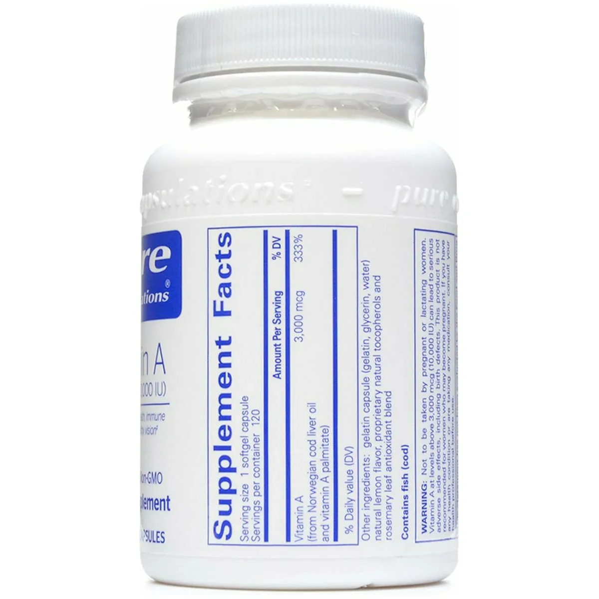 Vitamin A 10.000 IU 120 gels by Pure Encapsulations