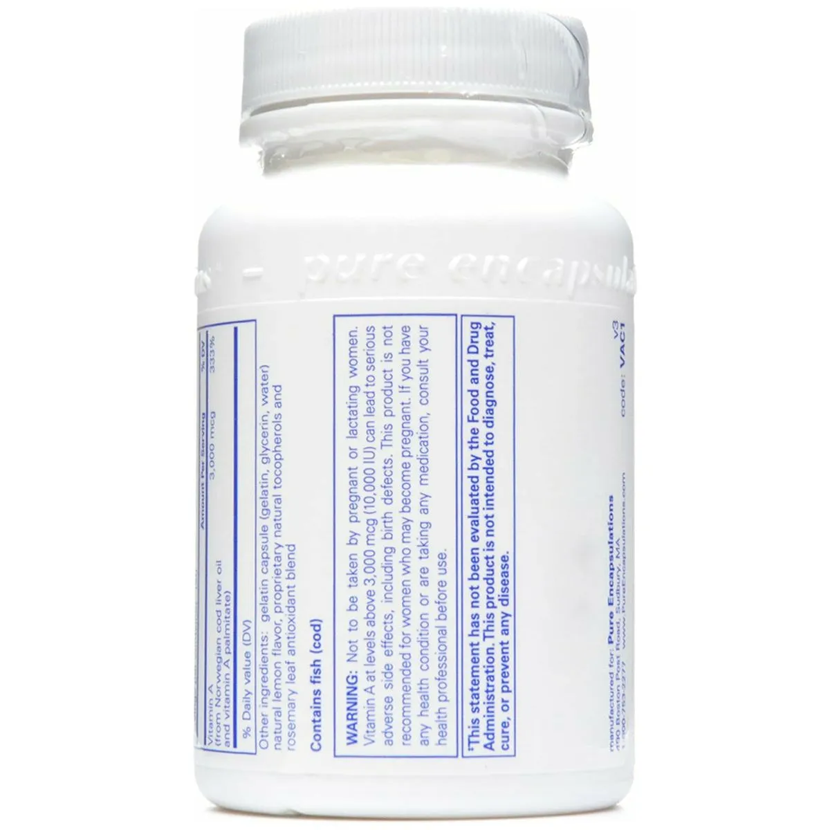 Vitamin A 10.000 IU 120 gels by Pure Encapsulations