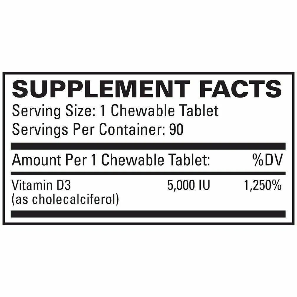 Vitamin D3 5.000 IU Mixed Berry 90 Chews by EuroMedica