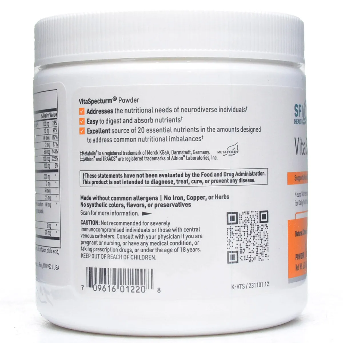 VitaSpectrum Powder Citrus 165 g by Klaire Labs/SFI Health