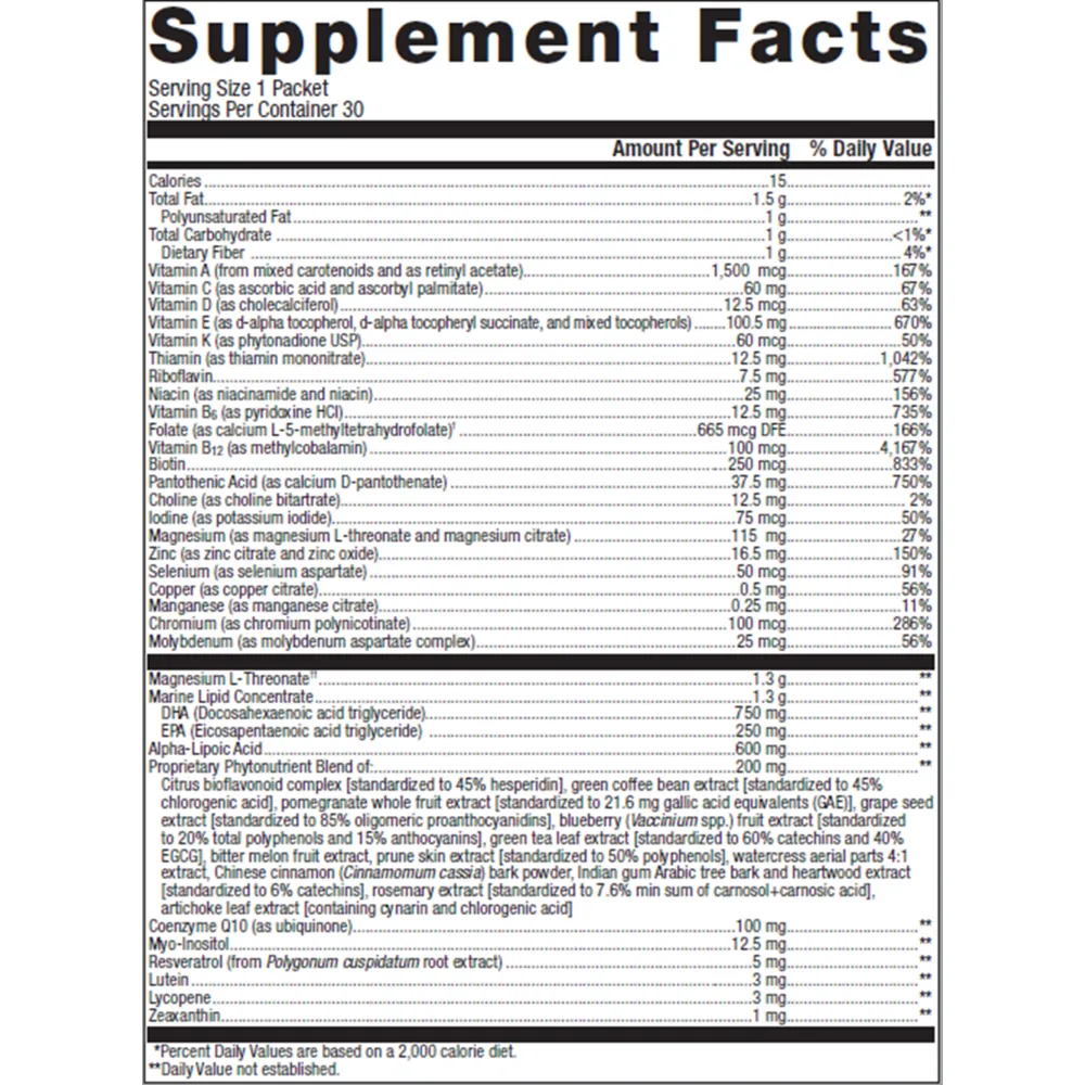 Wellness Essentials Brain Health Daily Packs 30 Packets by Metagenics