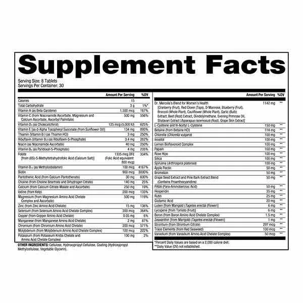 Whole-Food Multivitamin for Women 240 tabs by Dr. Mercola