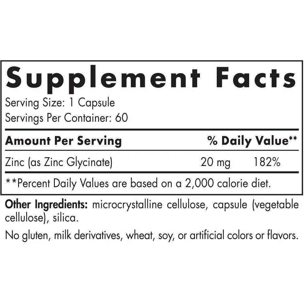 Zinc Glycinate 20 mg 60 caps by Nordic Naturals