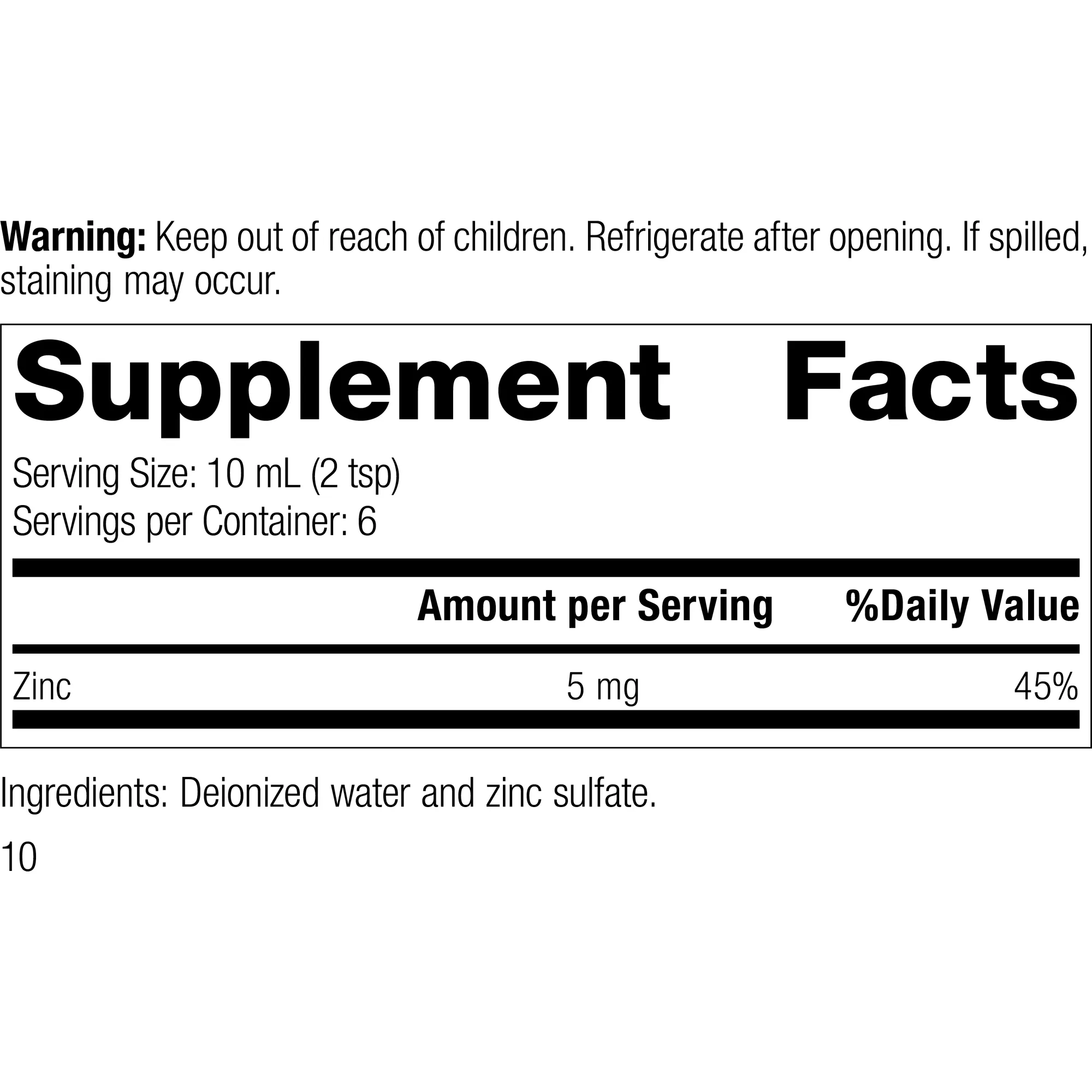 Zinc Test. 2 fl. oz. (60 mL)